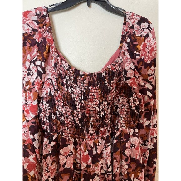 NWT Gilli Women's Multi-Color Floral Long Sleeve Blouse Smocked Back Size 1X - Picture 6 of 9